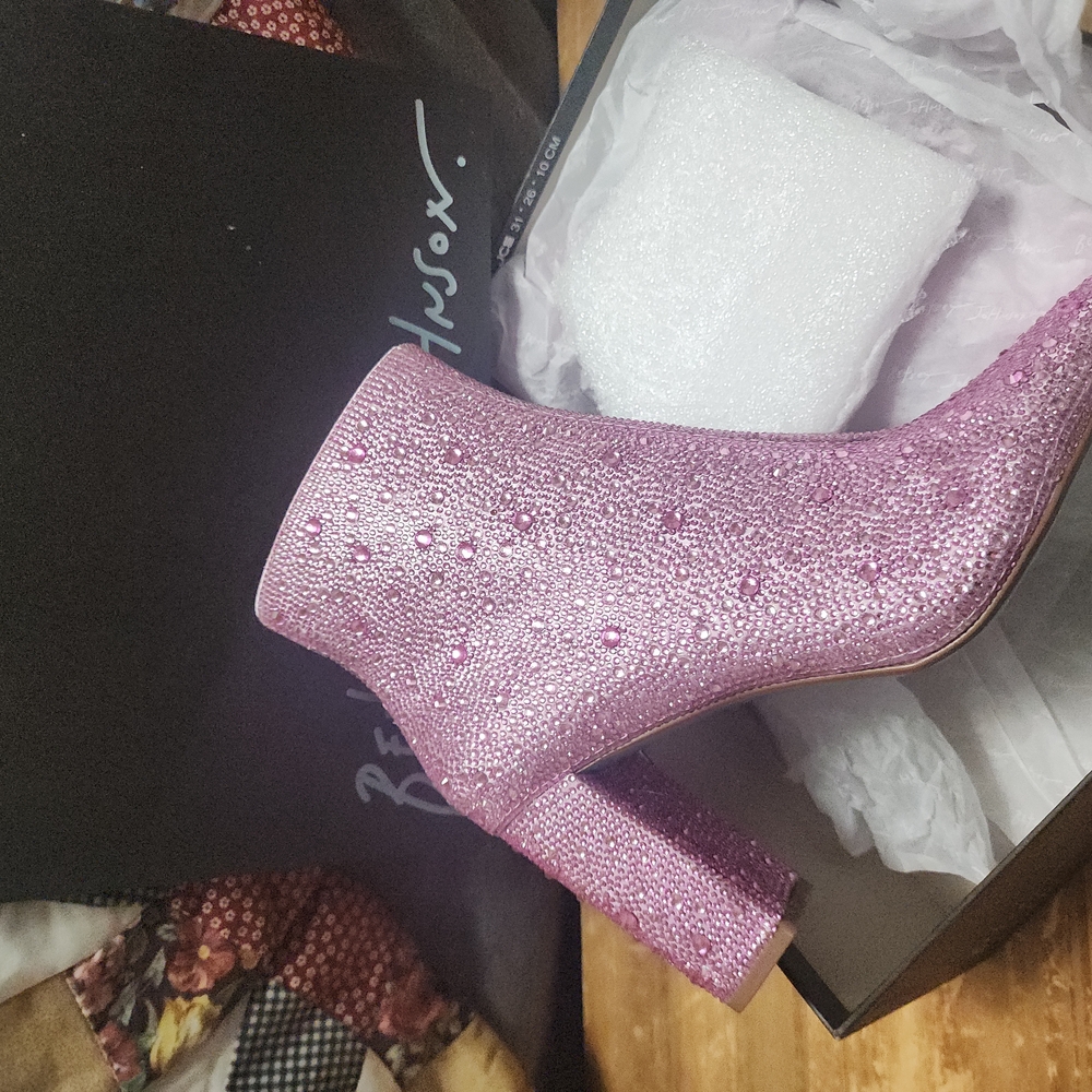 Betsey Johnson Pink Glitter Ankle Boots
